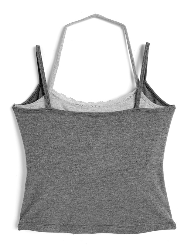 カップ付きホルターネックレイヤード風キャミソール