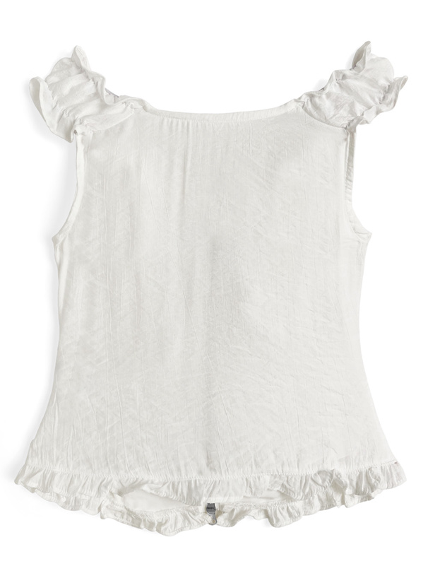 オフショルダーフリルリボンダブルジップトップス