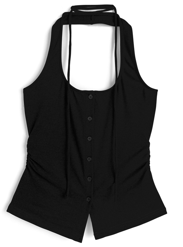 タイ付きホルターネックタンクトップ