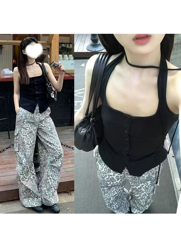 タイ付きホルターネックタンクトップ