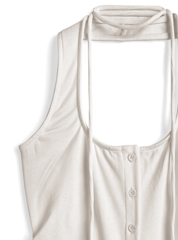タイ付きホルターネックタンクトップ