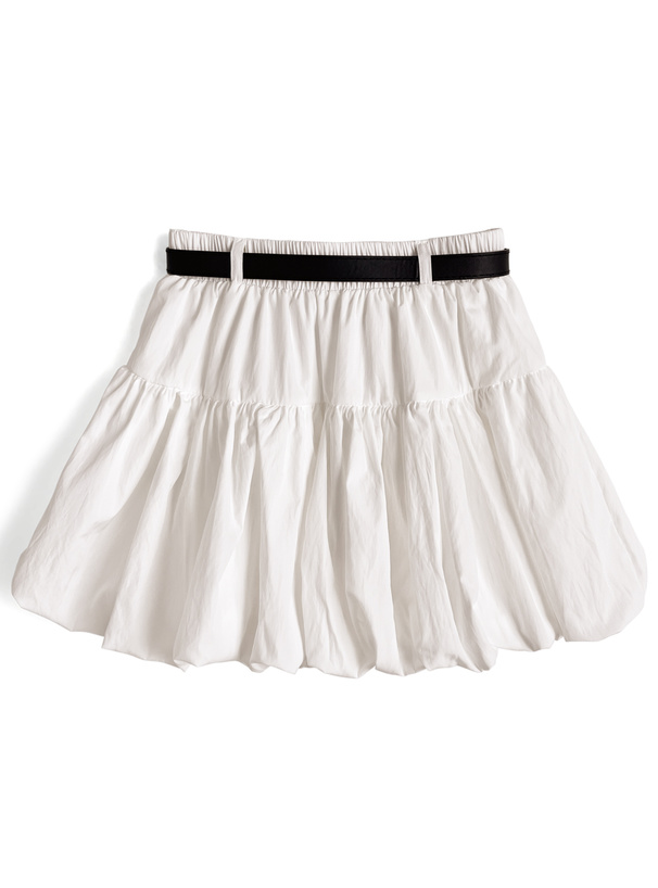 インパン裏地・ベルト付きバルーンミニスカート