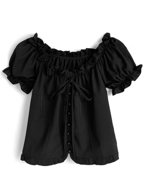 リボンギャザーフリルブラウス