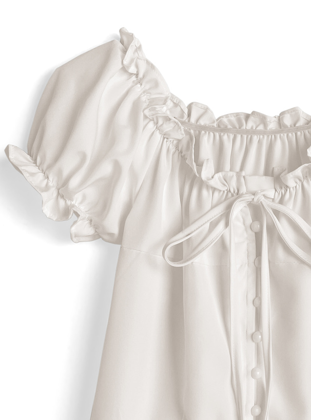 リボンギャザーフリルブラウス