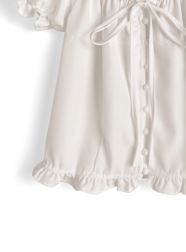 リボンギャザーフリルブラウス