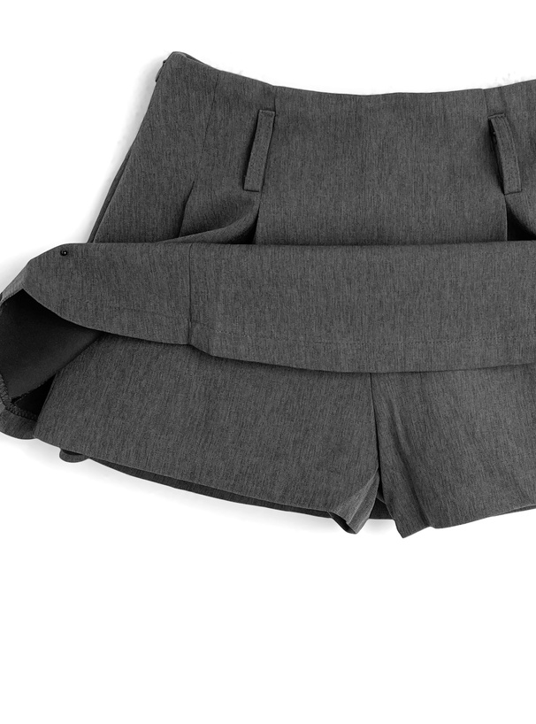 インパン裏地・ベルト付タックプリーツミニスカート