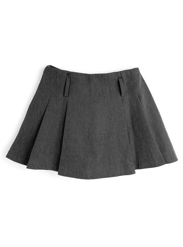 インパン裏地・ベルト付タックプリーツミニスカート