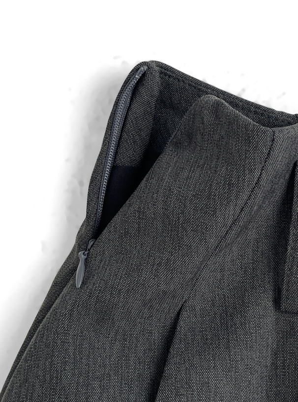 インパン裏地・ベルト付タックプリーツミニスカート