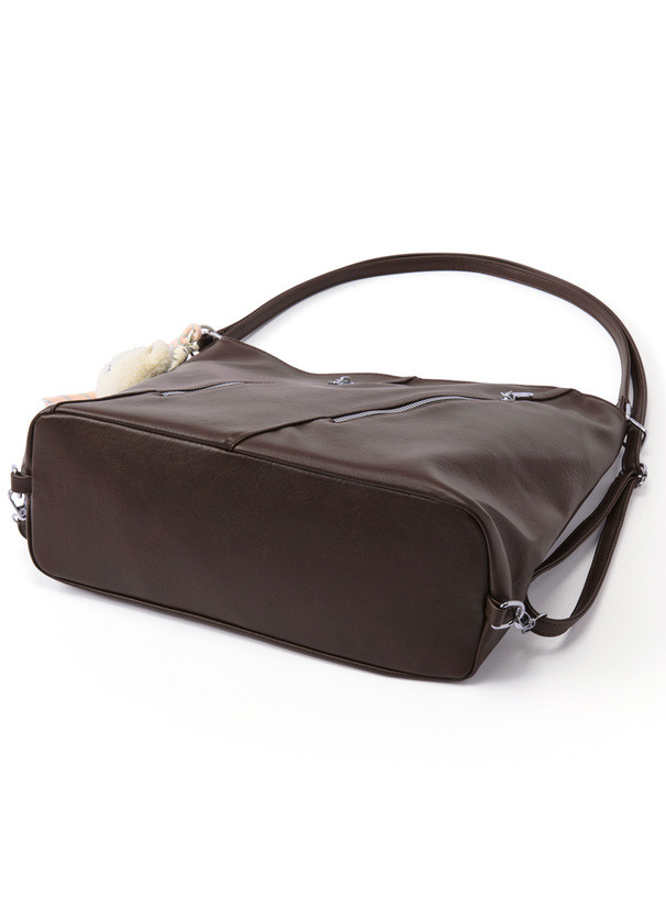 2Wayチャーム付きジップデザインレザーバッグ