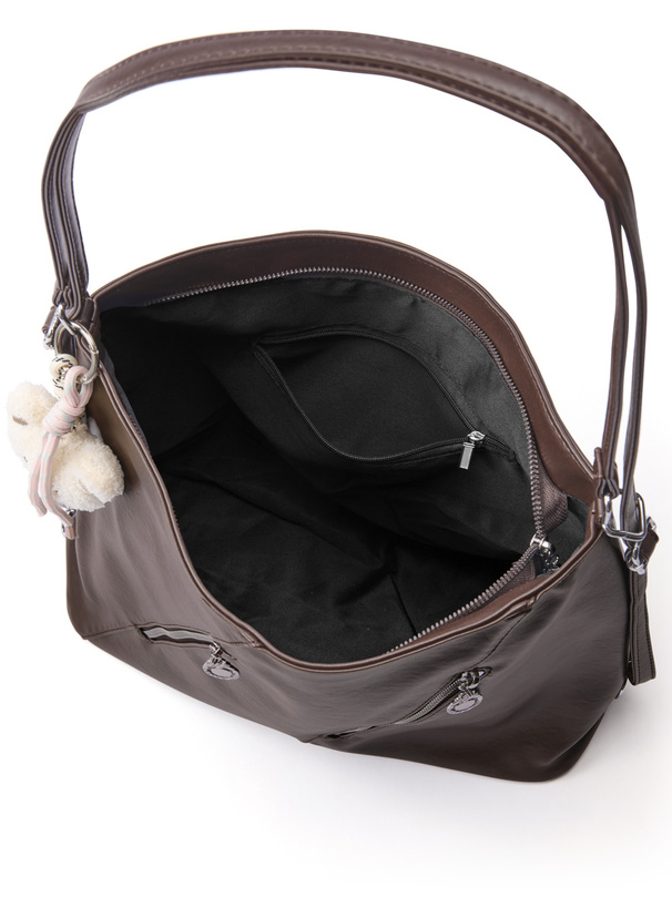 2Wayチャーム付きジップデザインレザーバッグ