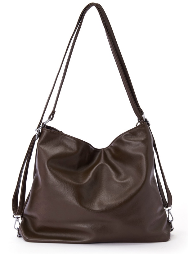 2Wayチャーム付きジップデザインレザーバッグ