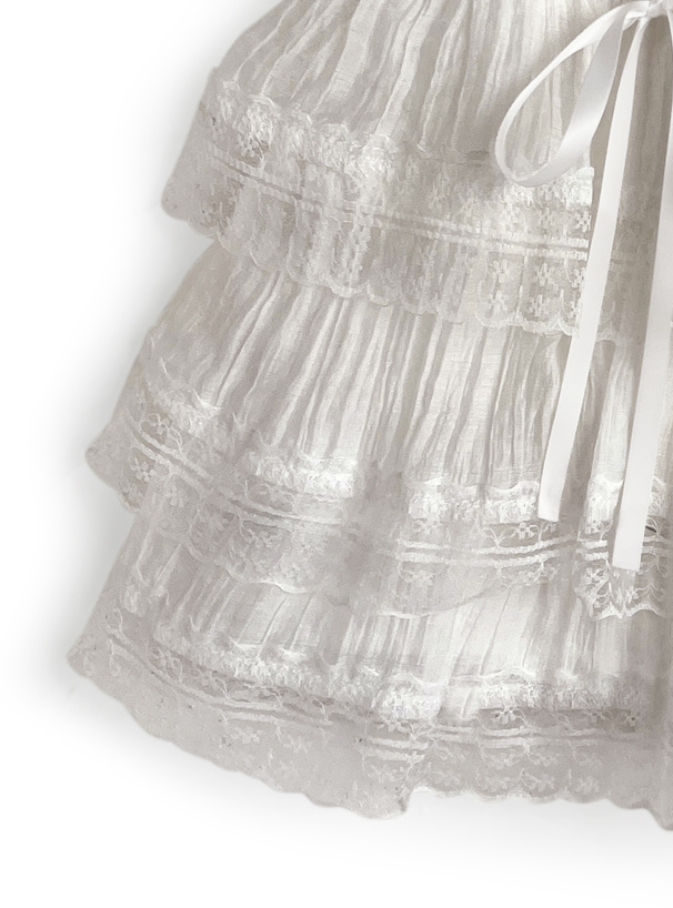 インパン付きダブルリボンレースティアードミニスカート