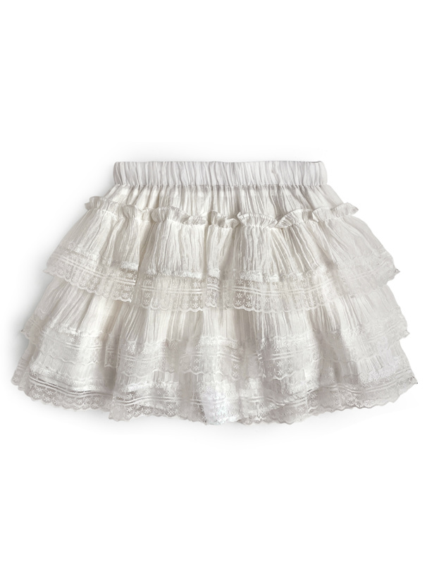 インパン付きダブルリボンレースティアードミニスカート