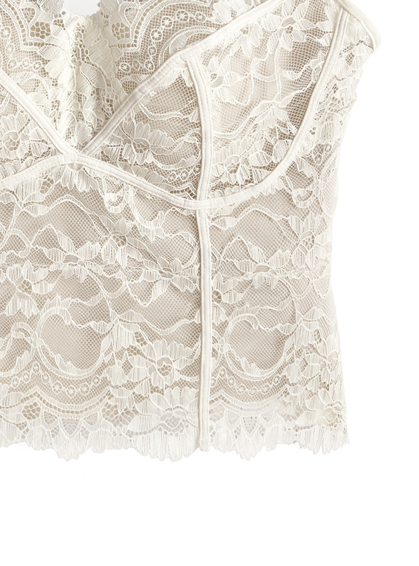カップ付きフラワーレースキャミソール