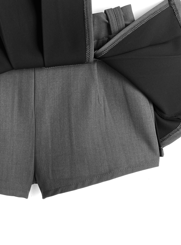 フリルラインプリーツスリットミニスカートパンツ