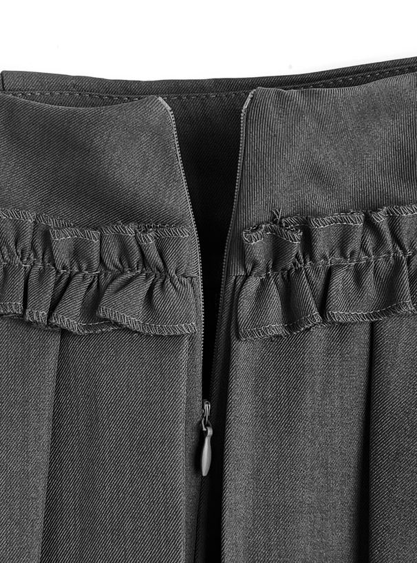 フリルラインプリーツスリットミニスカートパンツ