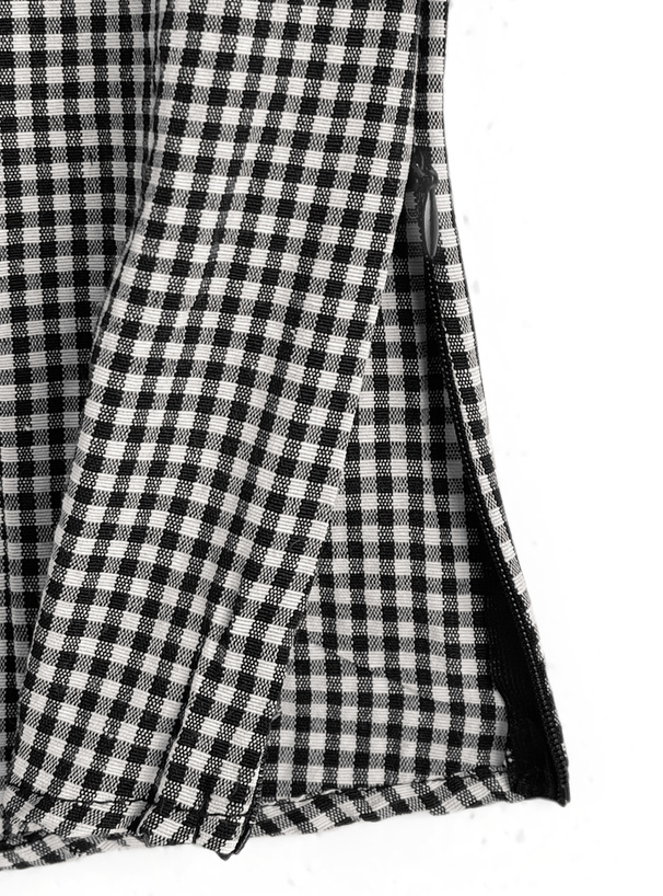 ギンガムチェック柄シアー切替トップス