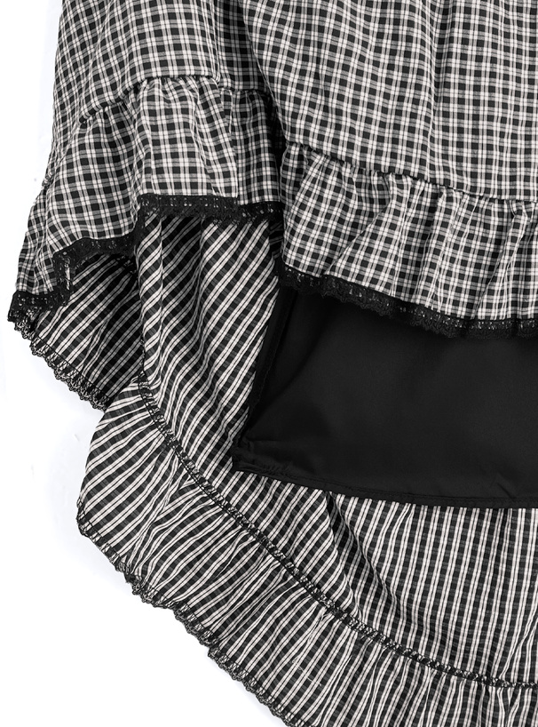 チェック柄ティアードロングスカート