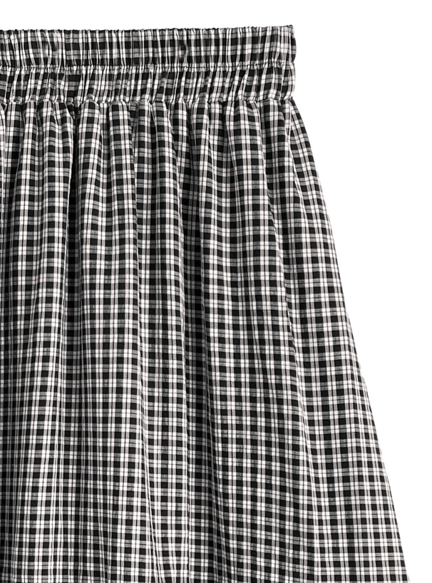 チェック柄ティアードロングスカート