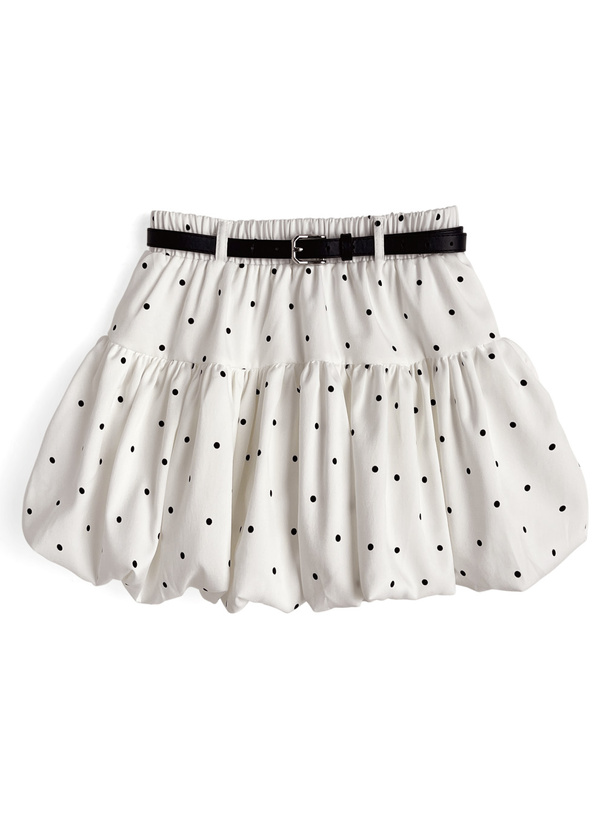 インパン・ベルト付きドット柄バルーンミニスカート