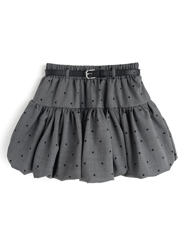 インパン・ベルト付きドット柄バルーンミニスカート