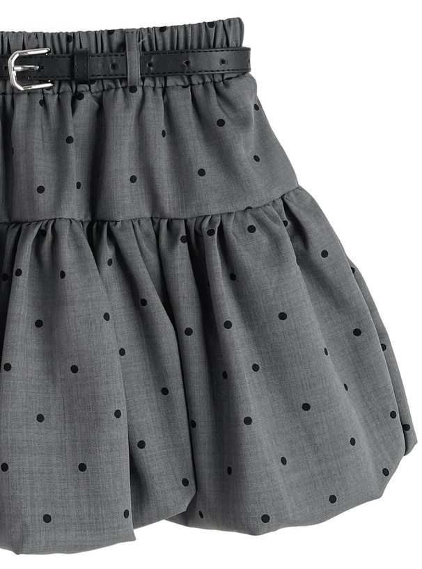 インパン・ベルト付きドット柄バルーンミニスカート