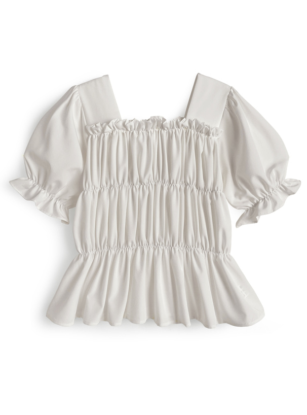 スクエアネックシャーリングフリルブラウス