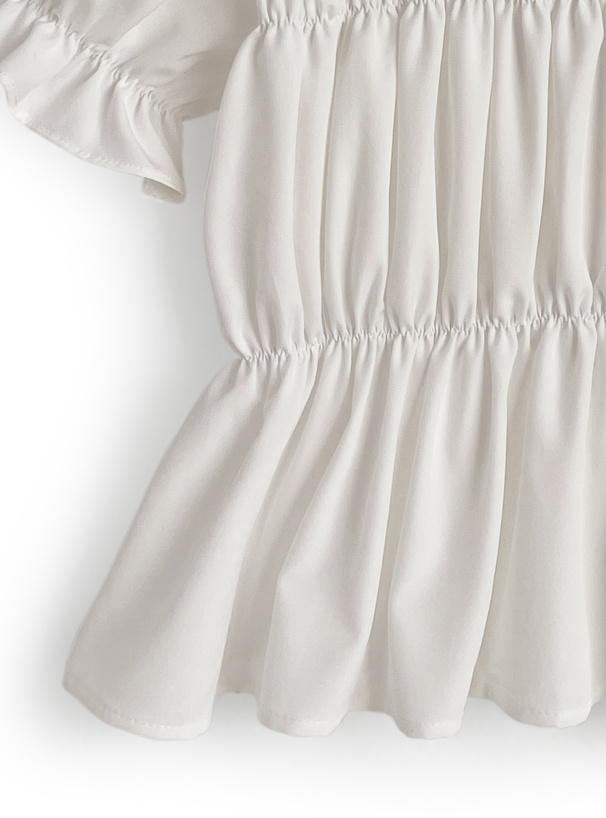 スクエアネックシャーリングフリルブラウス