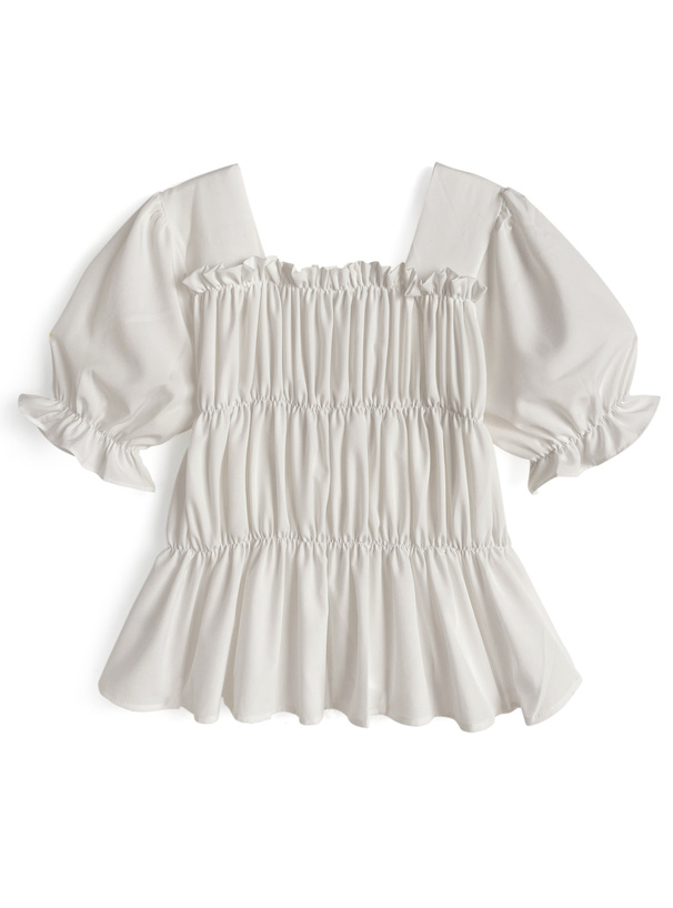 スクエアネックシャーリングフリルブラウス