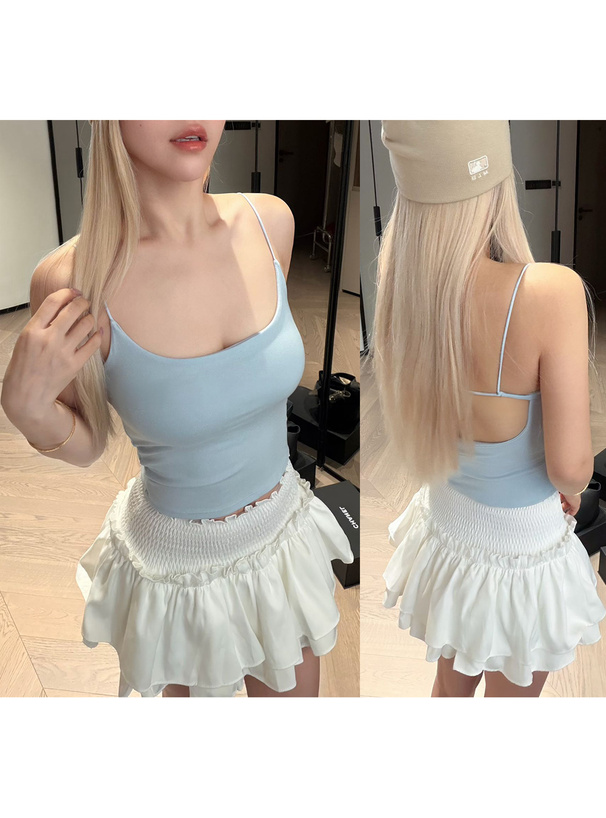 カップ付きバックオープンキャミソール