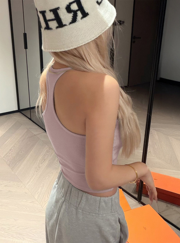 カップ付きリブタンクトップ