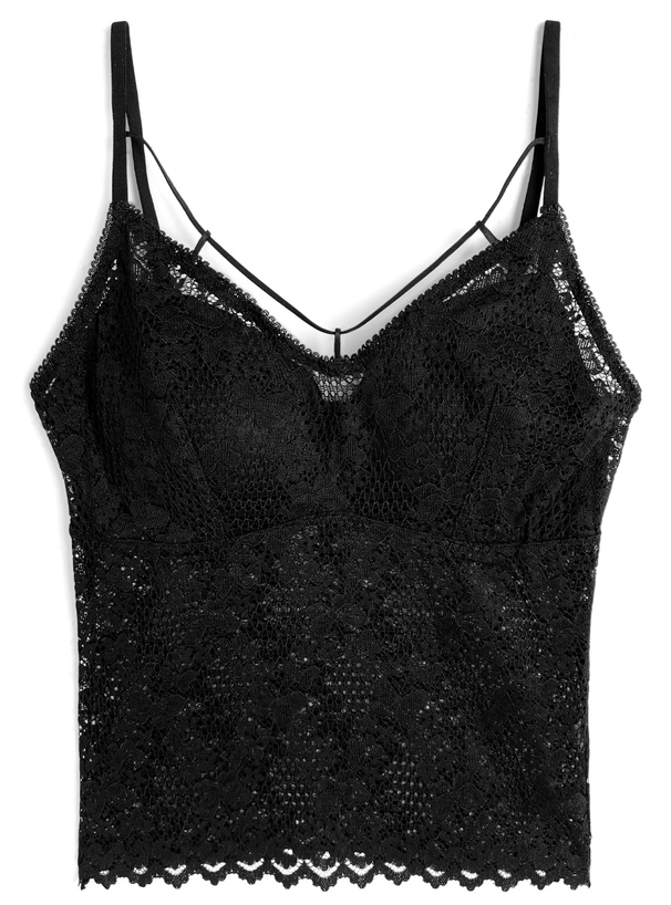 カップ付きバタフライ柄レースキャミソール