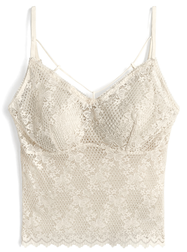 カップ付きバタフライ柄レースキャミソール