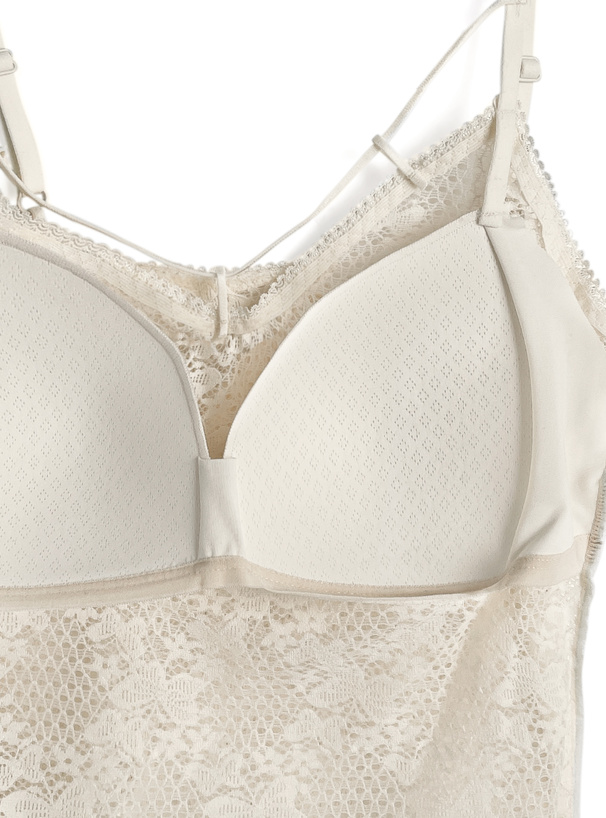 カップ付きバタフライ柄レースキャミソール