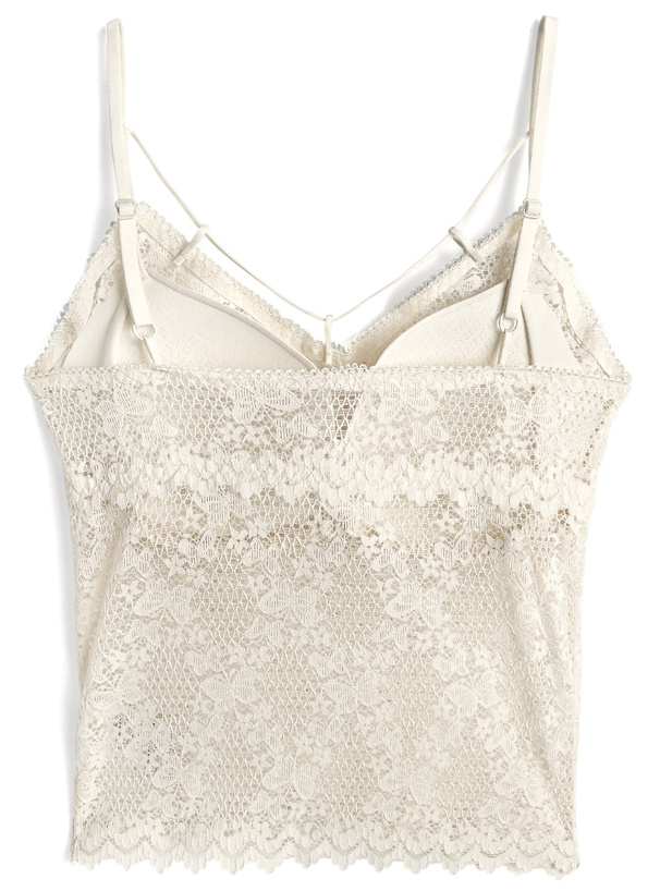 カップ付きバタフライ柄レースキャミソール