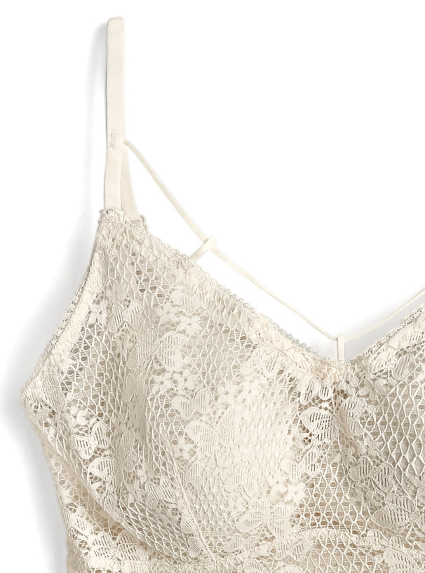 カップ付きバタフライ柄レースキャミソール