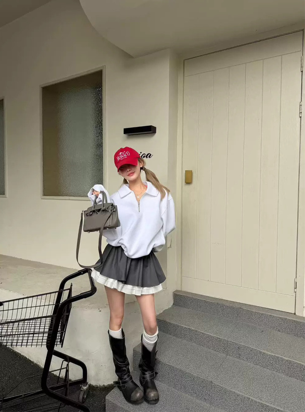 インパン裏地付きフリルミニスカート