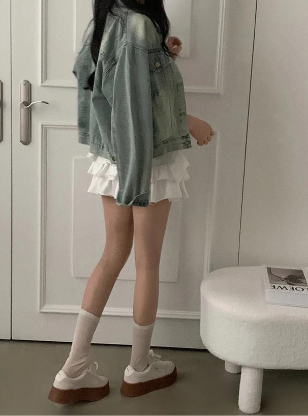 インパン裏地付きティアードフリルミニスカート