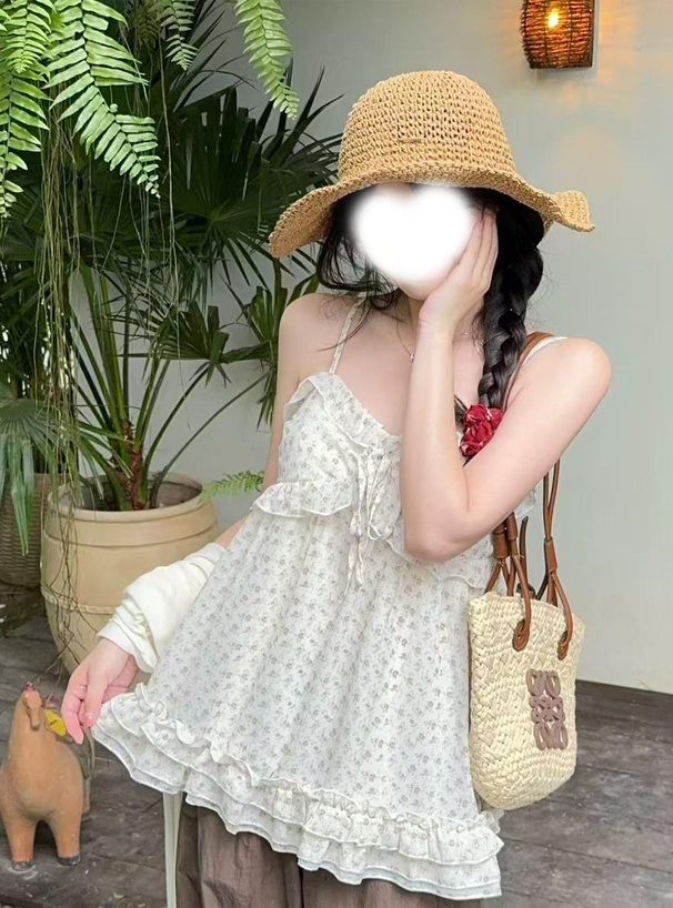 花柄フリルキャミソールトップス