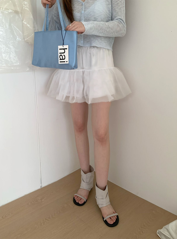 オーガンジーミニスカートパンツ