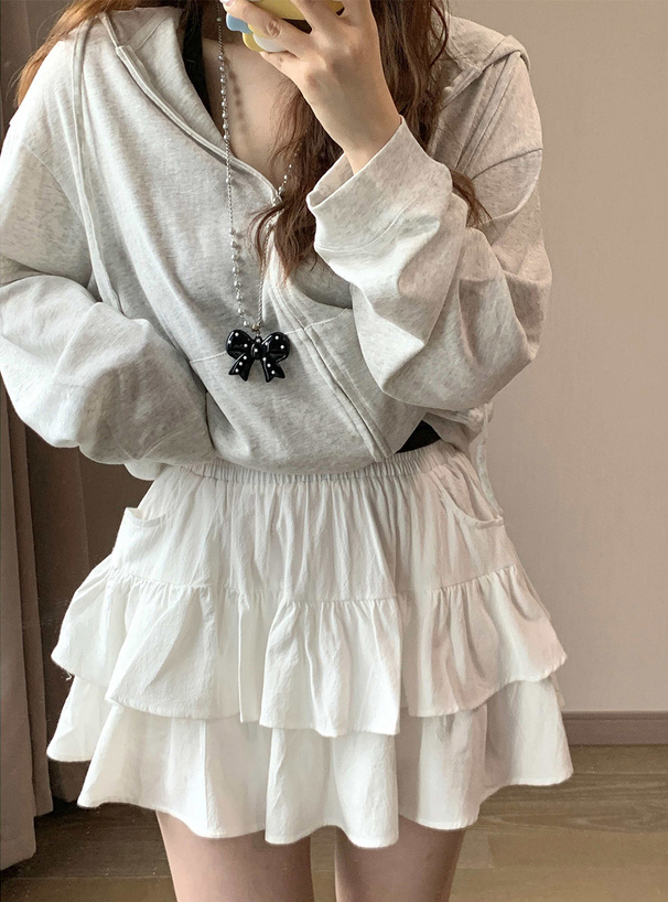 インパン裏地付きティアードフリルミニスカート