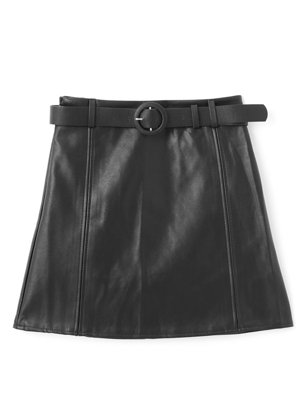 インパン・ベルト付レザースカート[at303] | レディースファッション