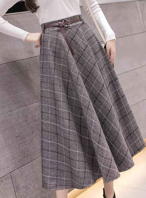 ベルト付きチェックフレアスカート[at885] | レディースファッション