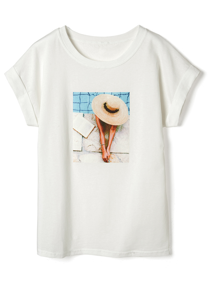 ロールアップフォトプリントTシャツ