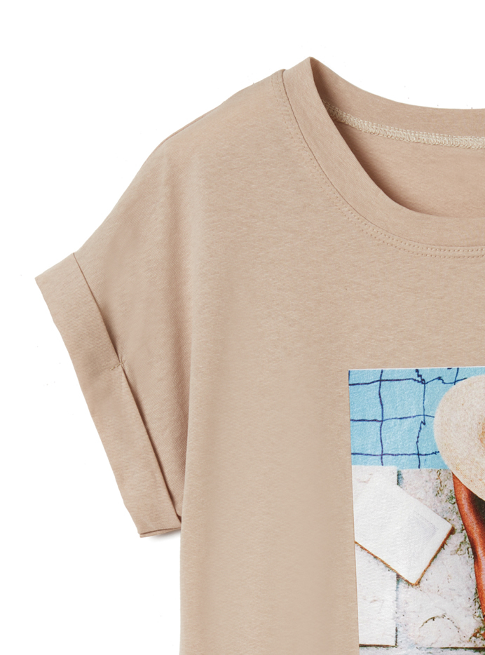 ロールアップフォトプリントTシャツ