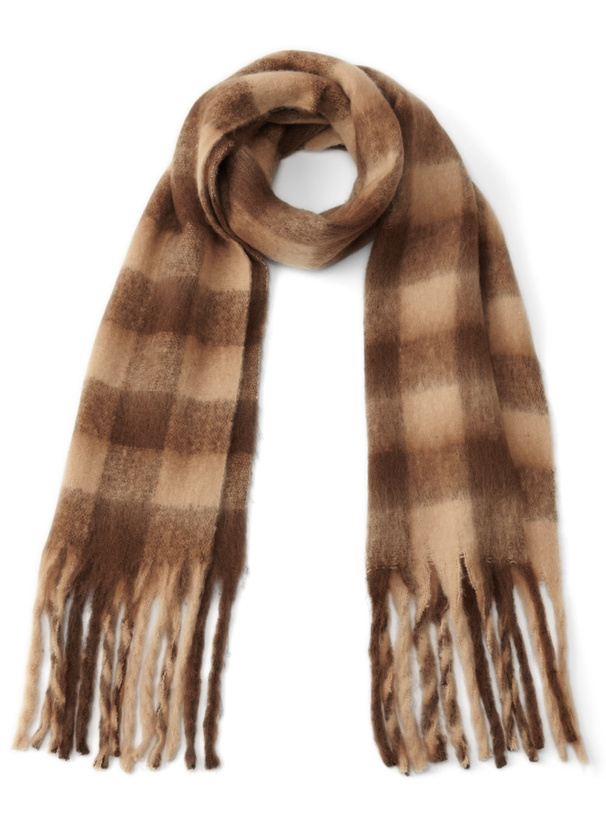 チェック柄フリンジマフラー[bl162]