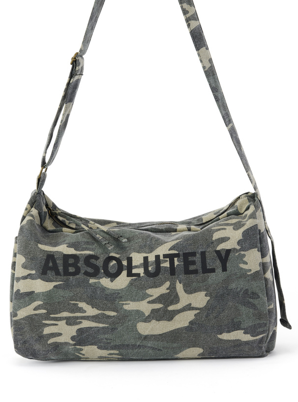 カモフラージュ柄ピグメントロゴプリントショルダーバッグ