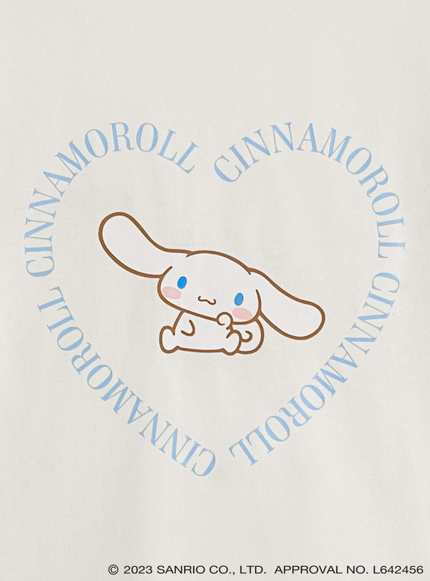 サンリオキャラクターコラボ シナモロール ハートロゴTシャツ[bo024