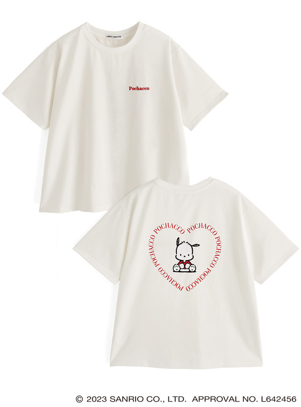 サンリオキャラクターコラボ ポチャッコ ハートロゴTシャツ[bo025