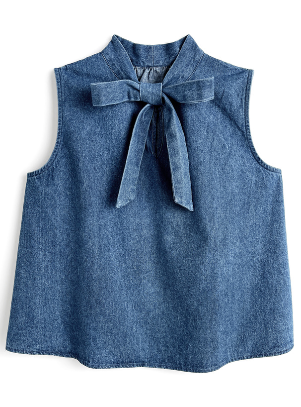 デニムボウタイノースリーブブラウス[cb1274] | レディース